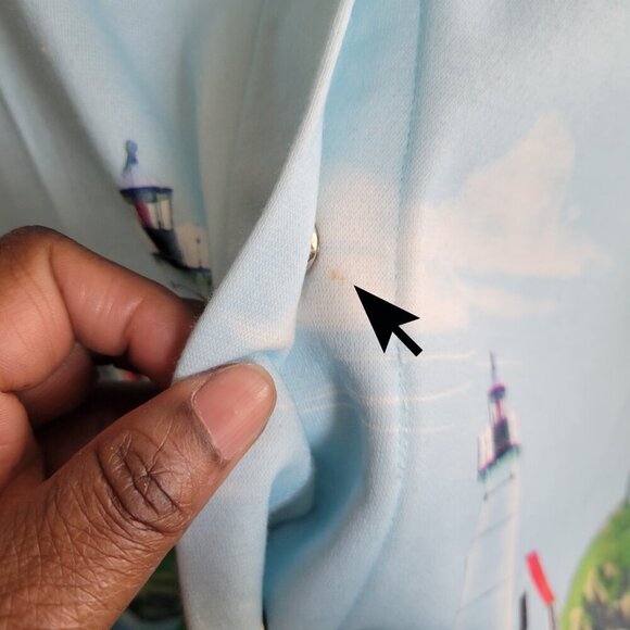 VINTAGE Blair Women’s Long Blue Light Houses Cardigan Sweater (Size: Medium) - Picture 16 of 16